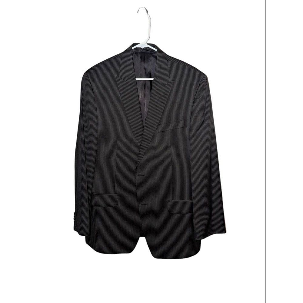 Sean John Men's Lightweight Peak Lapel Black Pinstripe Suit Jacket Size 42R (XL)